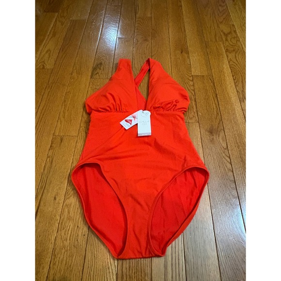 New Calia Cutout Halter One Piece Swimsuit Fresh Red Lycra Sport Size 10 $88 - Picture 12 of 12